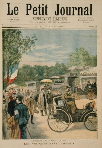 De hesteløse vognene, forside av Le Petit Journal, 6. august 1894 av Jose Belon