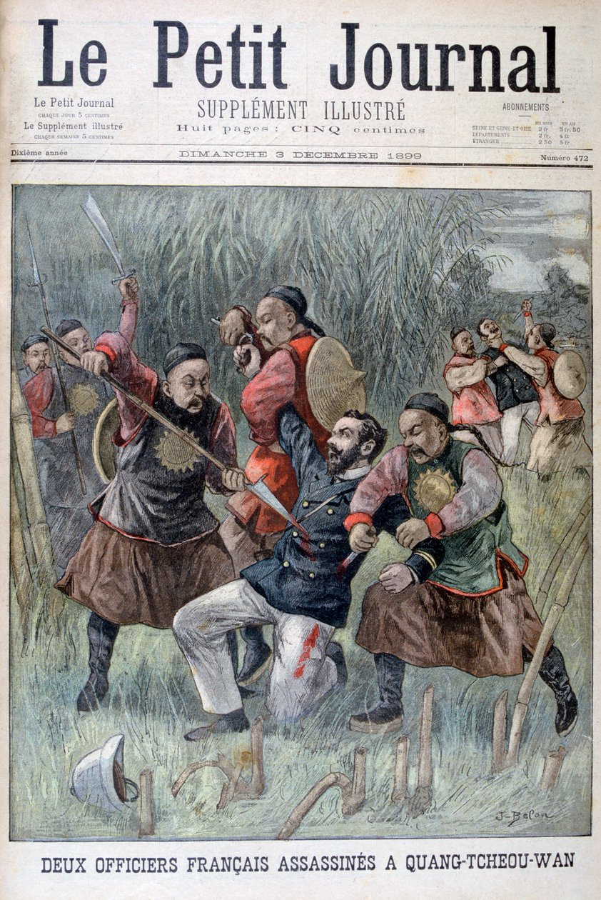 To franske offiserer myrdet av Quang-tcheou-wan, 1899 av Jose Belon