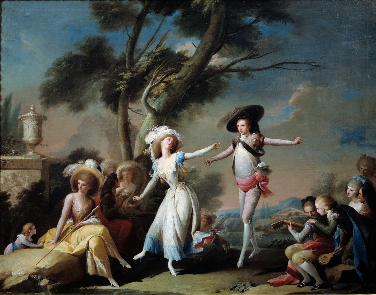 Par i en park. Maleri av Jose Camaron Y Boronat (1730-1803) av Jose Camaron