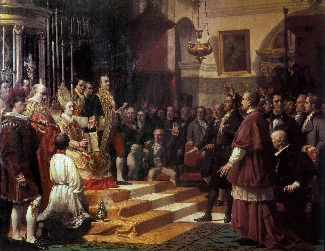 "Eden til Cortes de Cádiz i 1810." Maleri av Jose Casado de Alisal (1832-1886). 1863 av Jose Casado del Alisal
