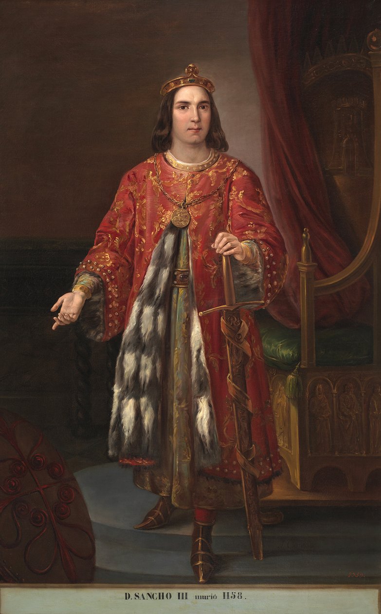 Portrait du roi Sanche III de Castille (1134-1158) (Portrett av kong Sancho III av Castilla) Maleri av Jose Castelaro y Perea (1800-1873) 1850 Palais de las Cortes, Madrid av José Castelaro y Perea