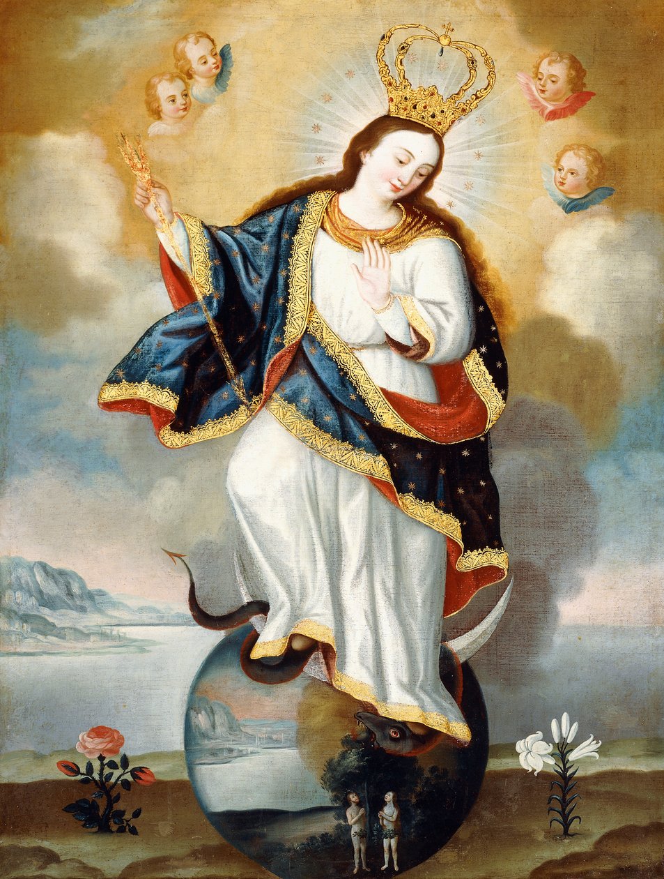 Apokalyptisk jomfru av Quito, ca. 1775 (olje på lerret) av Jose Cortez de Alcocer
