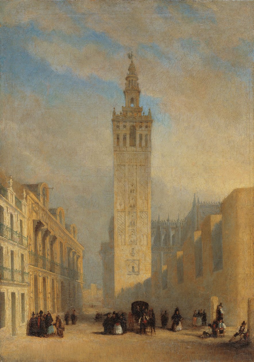 Giralda sett fra Calle Placentines - Dominguez Becquer, Jose (1805-1841) - ca 1836 - Olje på lerret - 57,4x40,2 - Museo Carmen Thyssen, Malaga av José Domínguez Bécquer