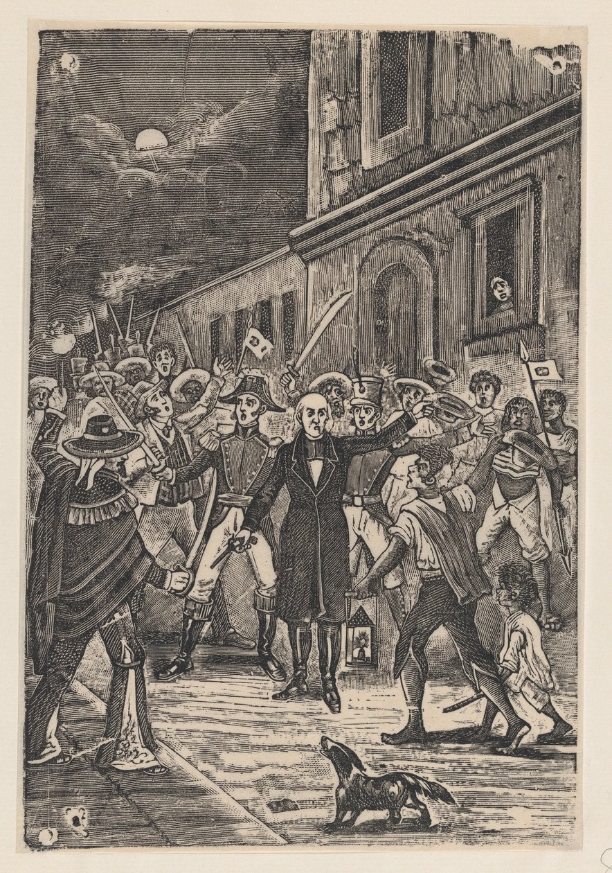 En gruppe bevæpnede menn roper på uavhengighet av José Guadalupe Posada