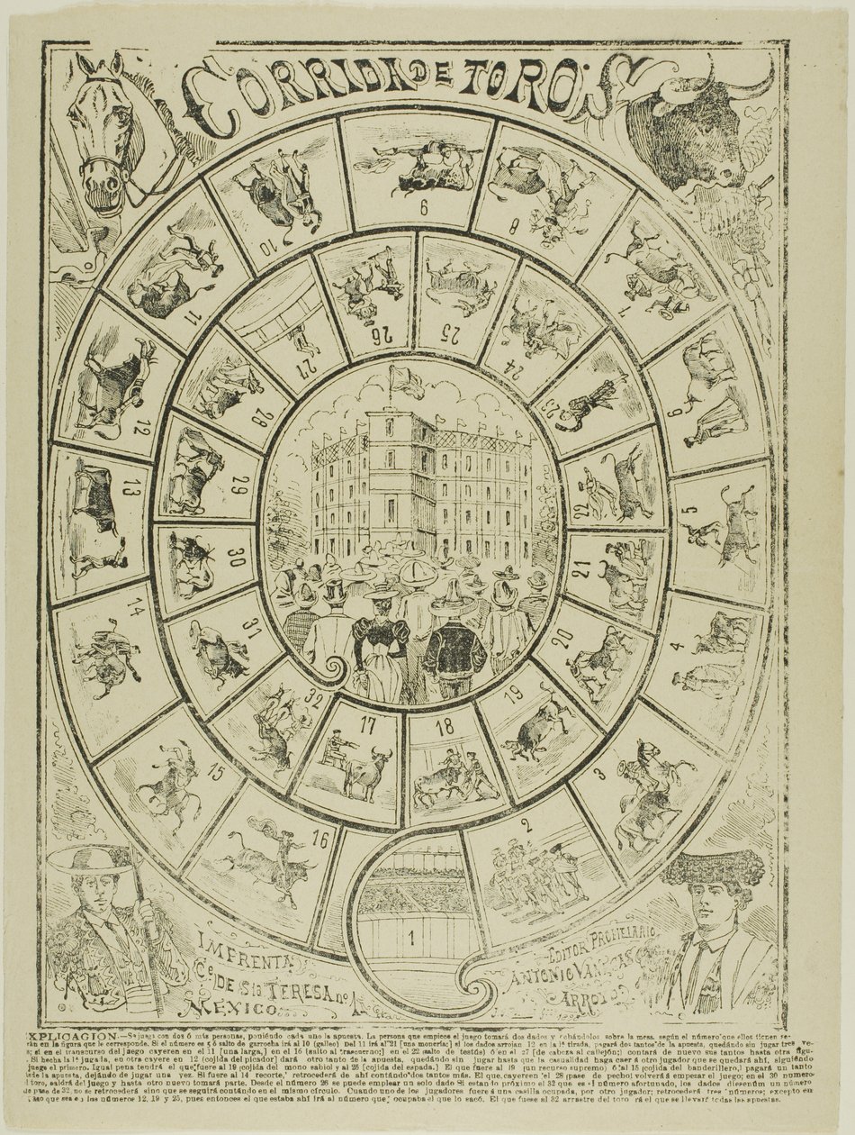Terningspill ved tyrefekting av José Guadalupe Posada