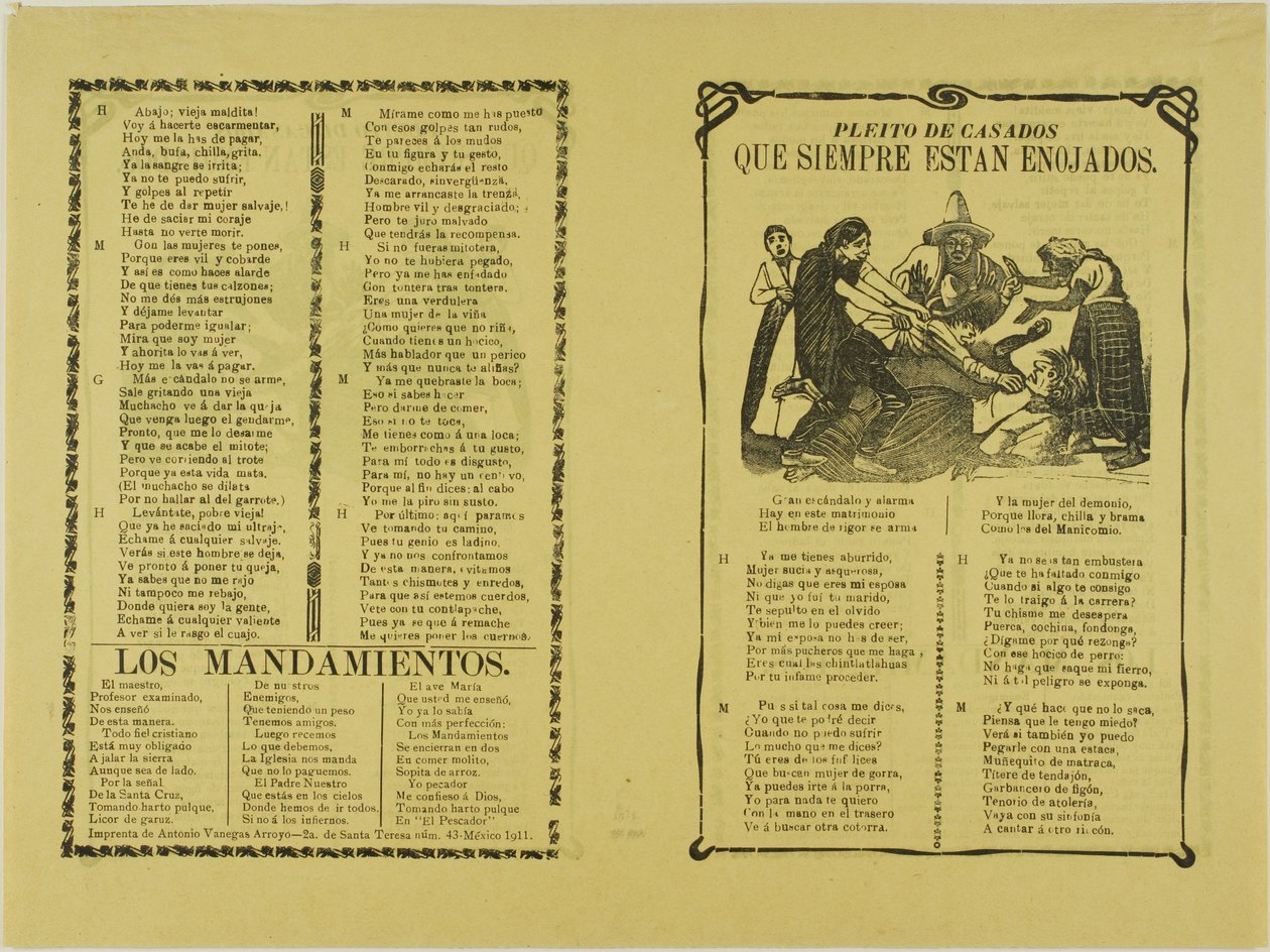 Streit der Ehepartner, die immer wütend sind av José Guadalupe Posada