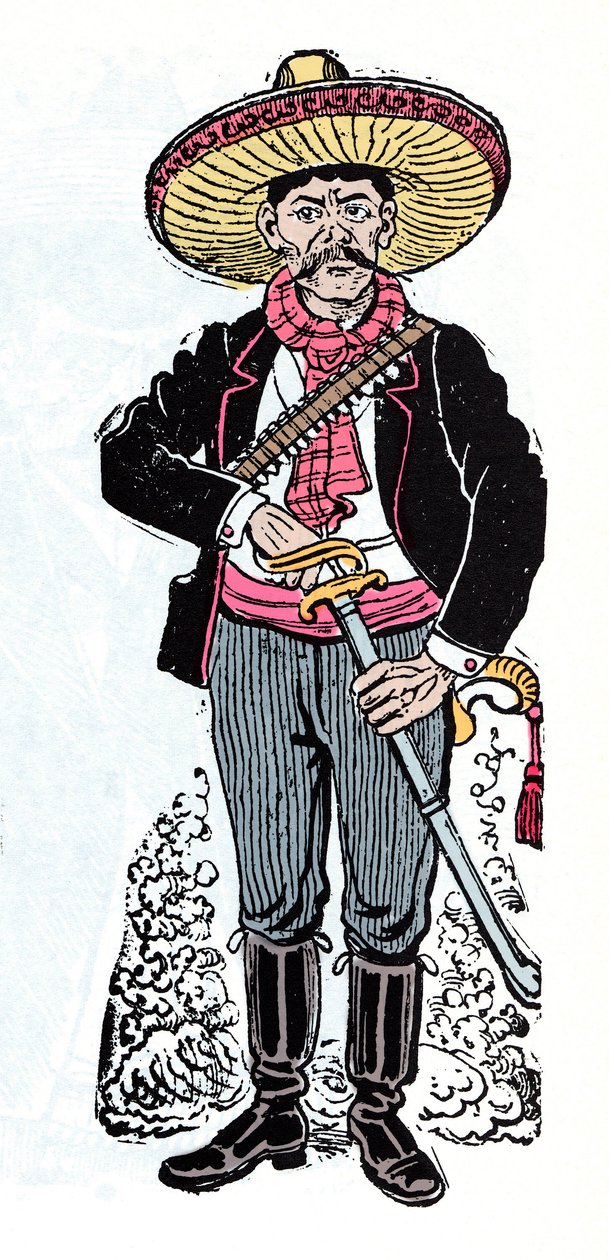 Meksikansk revolusjon (1910-1920) - Salazar Amador revolusjonær tilhenger av Emiliano Zapata - Xylografi av Jose Guadalupe Posada (1852-1913) av José Guadalupe Posada