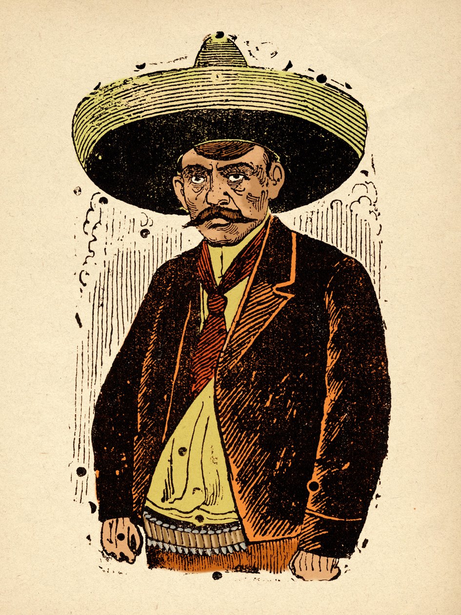 Meksikansk revolusjon - Emiliano Zapata, ca. 1910-1912 (xylografi) av José Guadalupe Posada