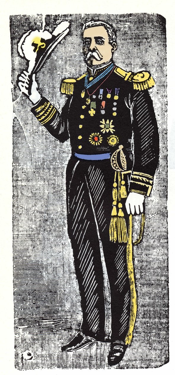 Den meksikanske revolusjonen (1910-1920): Porfirio Diaz (1828-1915), president i republikken Mexico. Xylografi av Jose Guadalupe Inn (1852-1913). av José Guadalupe Posada