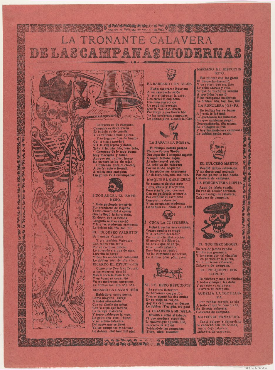 Das donnernde Skelett der modernen Glocken av José Guadalupe Posada