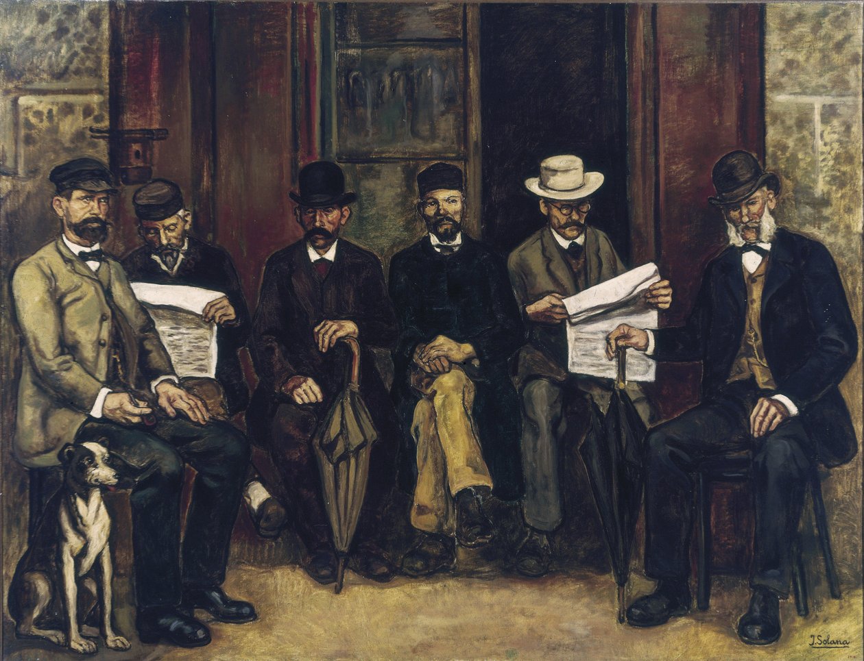 Møtet i Apoteket. 1934 (olje på lerret) av Jose Gutierrez Solana
