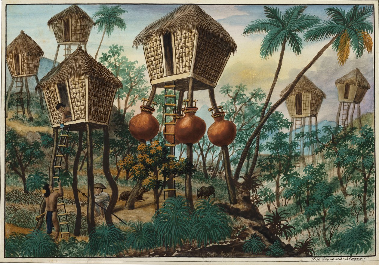 Manila og omegn: Huts of the Mountain Indians av Jose Honorato Lozano