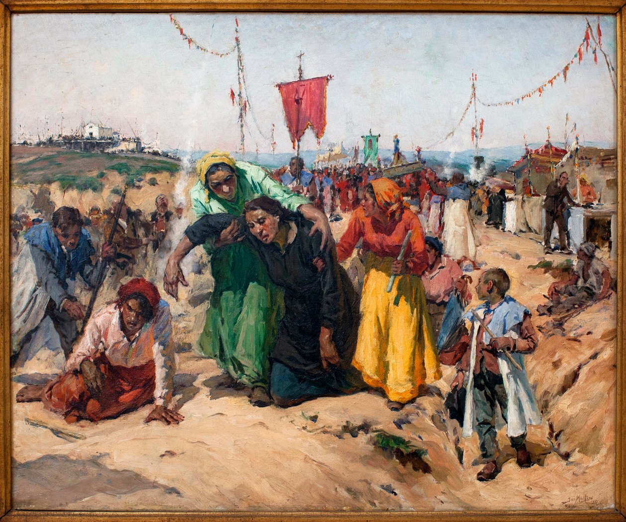 Løftene; Maleri av Jose Malhoa (1855-1933), Olje på tre av José Malhoa