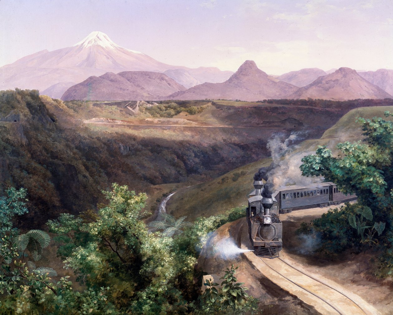 Utsikt over stratovulkanen Pico de Orizaba i Mexico (olje på lerret, slutten av 1800-tallet) av José María Velasco