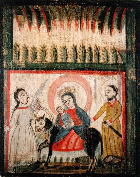 The Flight into Egypt (maling på furu) av Jose Rafael Aragon