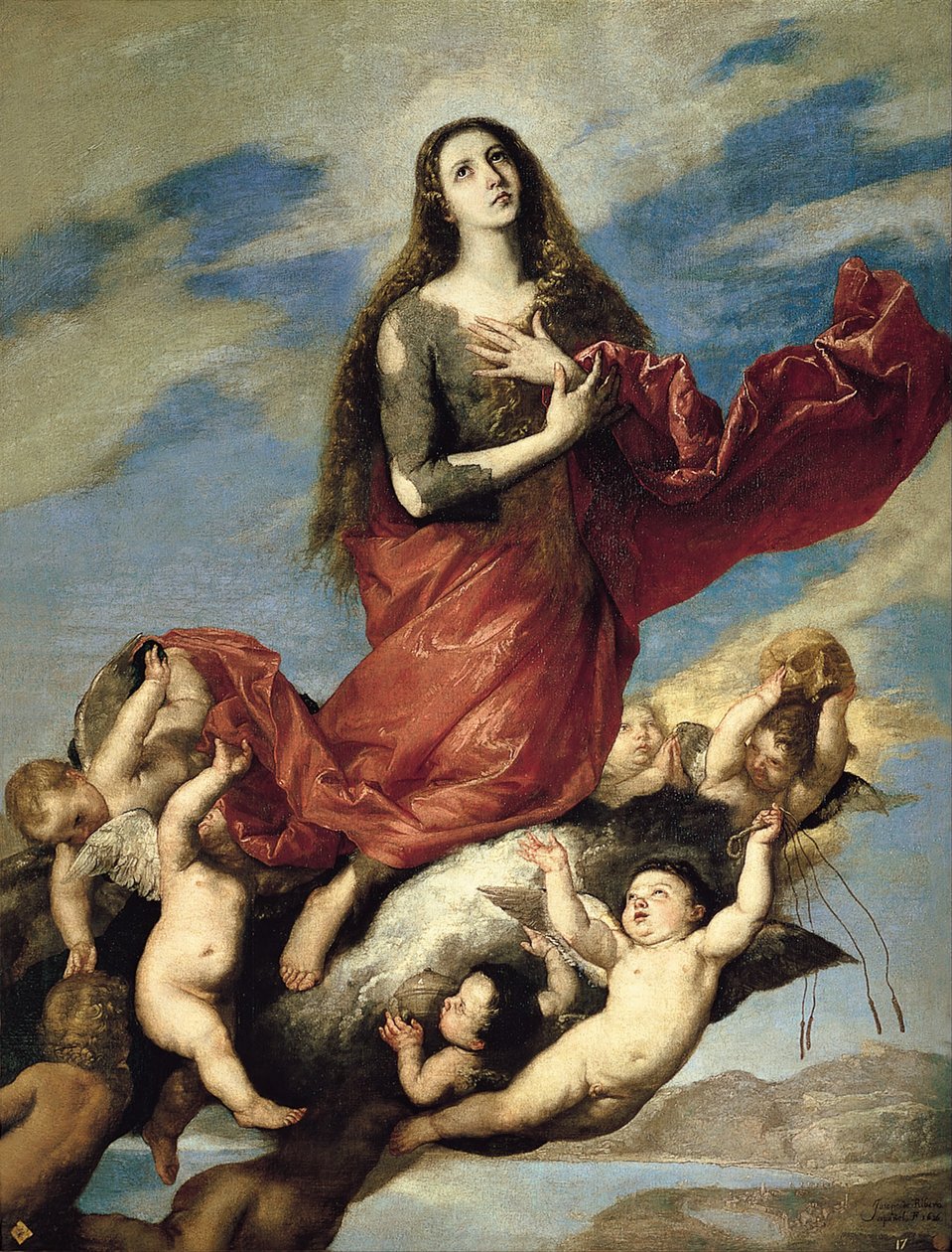 Maria Magdalena tatt opp til himmelen av Jose de Ribera