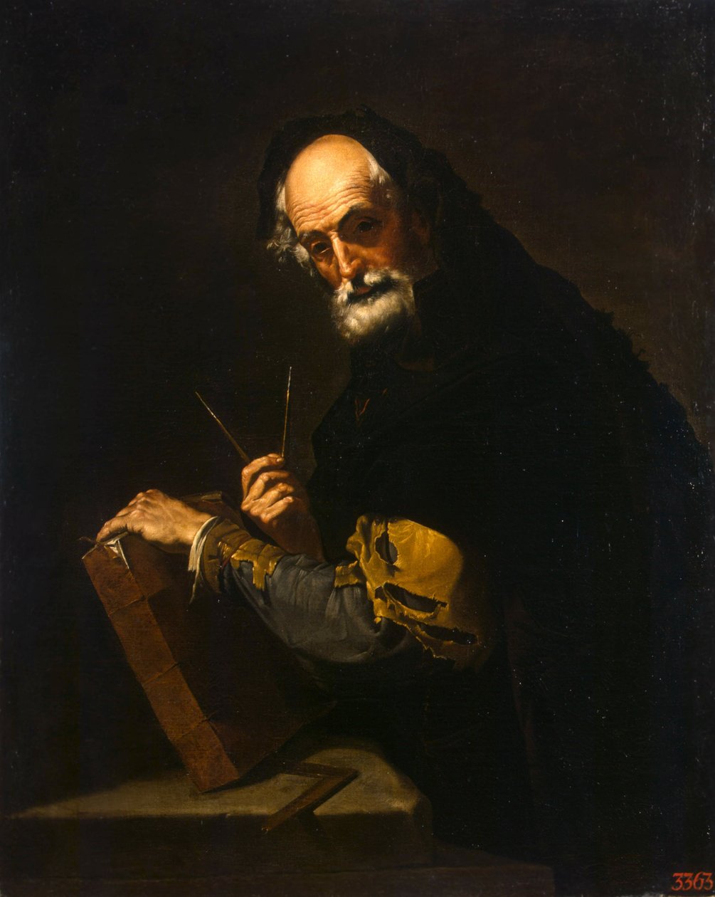 Filosof med en bok, et kompass og goniometer, 1630 av Jose de Ribera