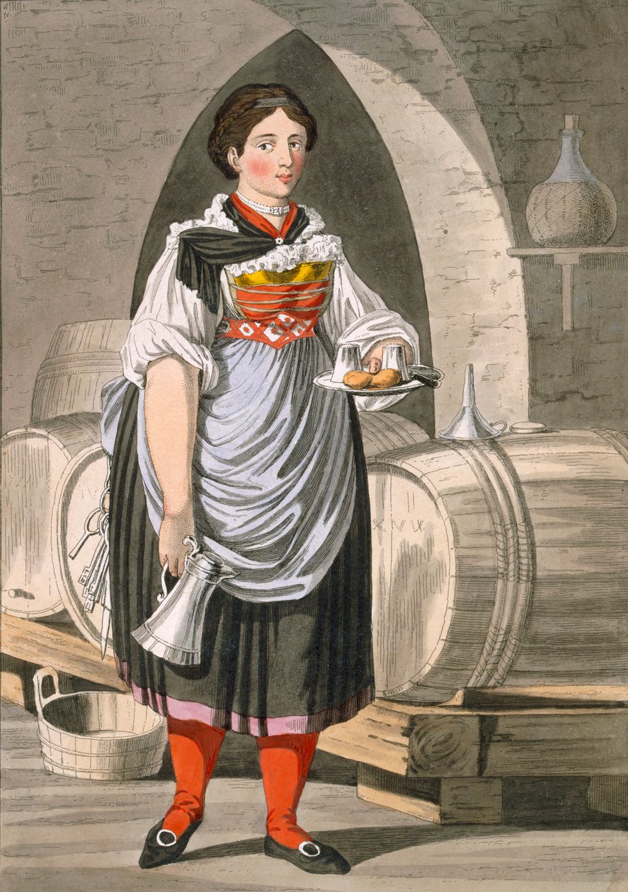 En tjenestejente på et vertshus nær Innsbruck, ca. 1800 av Josef Anton Kapeller