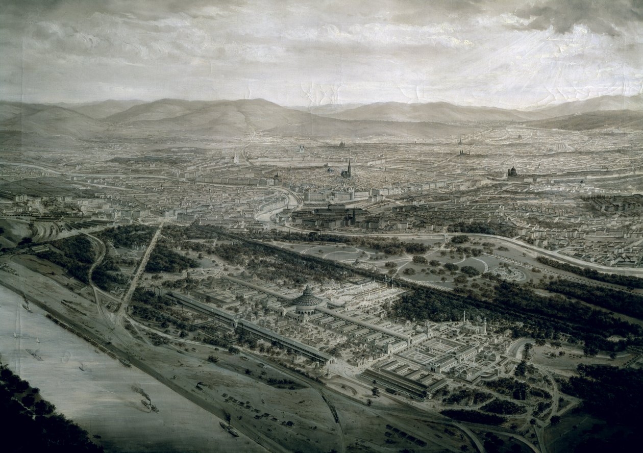Utsikt over Wien på tidspunktet for verdensutstillingen, 1873 av Josef Langl