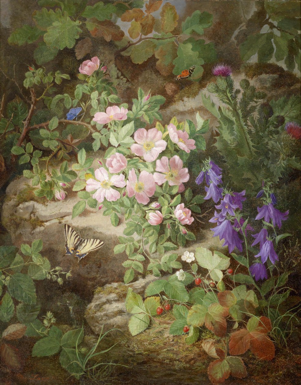 Stort stilleben med alpine blomster av Josef Lauer