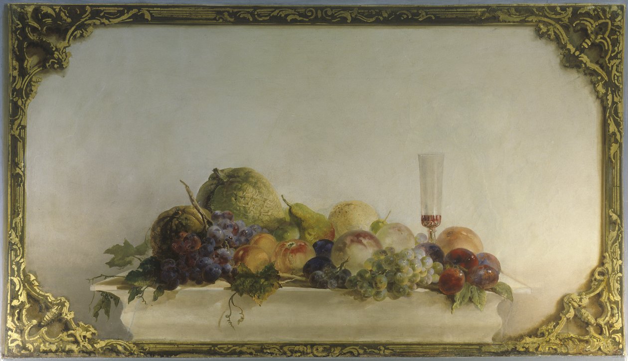 Stilleben, 1850-tallet (veggmaleri) av Josef Matj Navrátil