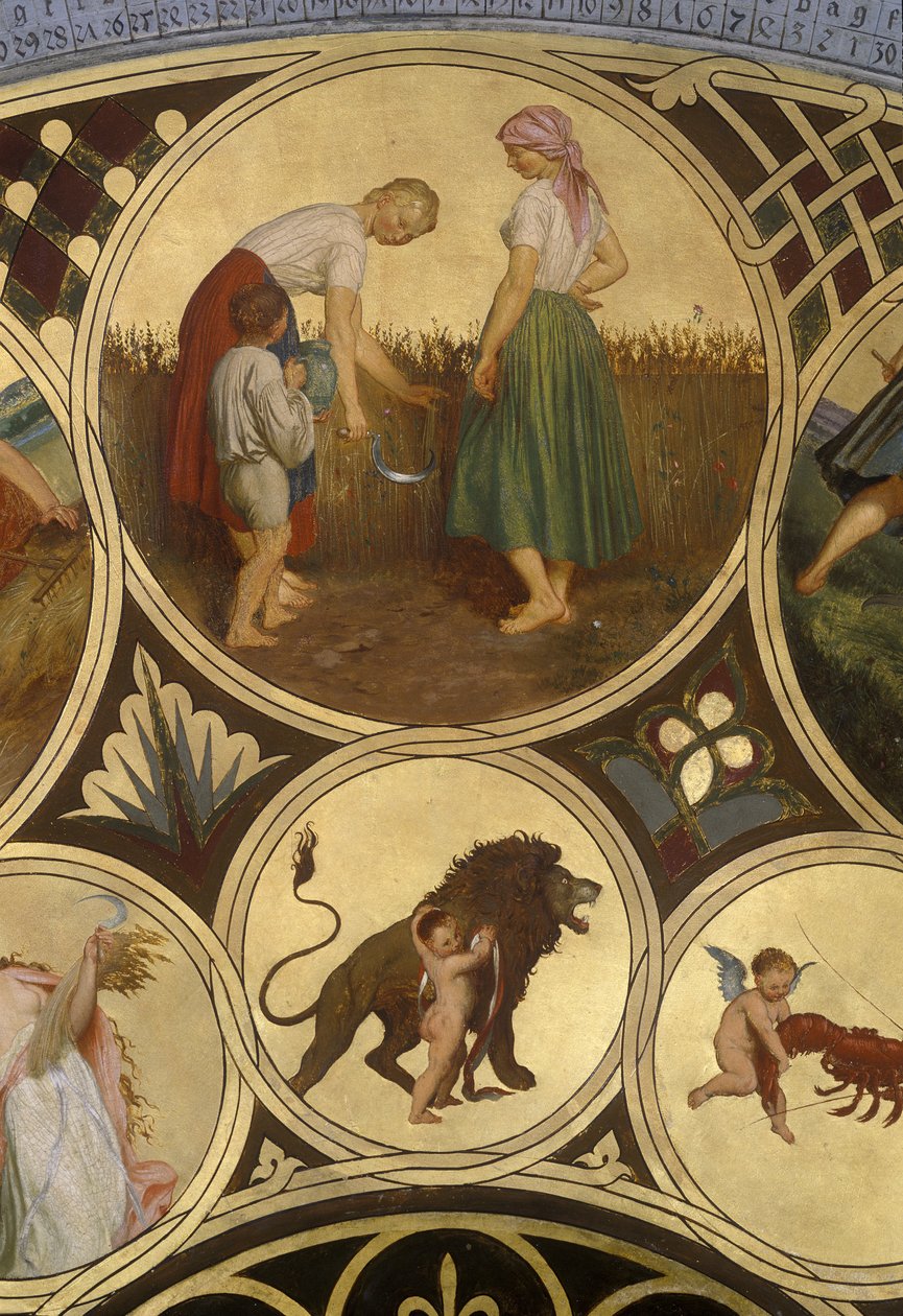 Prahas astronomiske klokkes kalenderplate – juli, 1865-66 (olje på kobberplate) av Josef Mánes