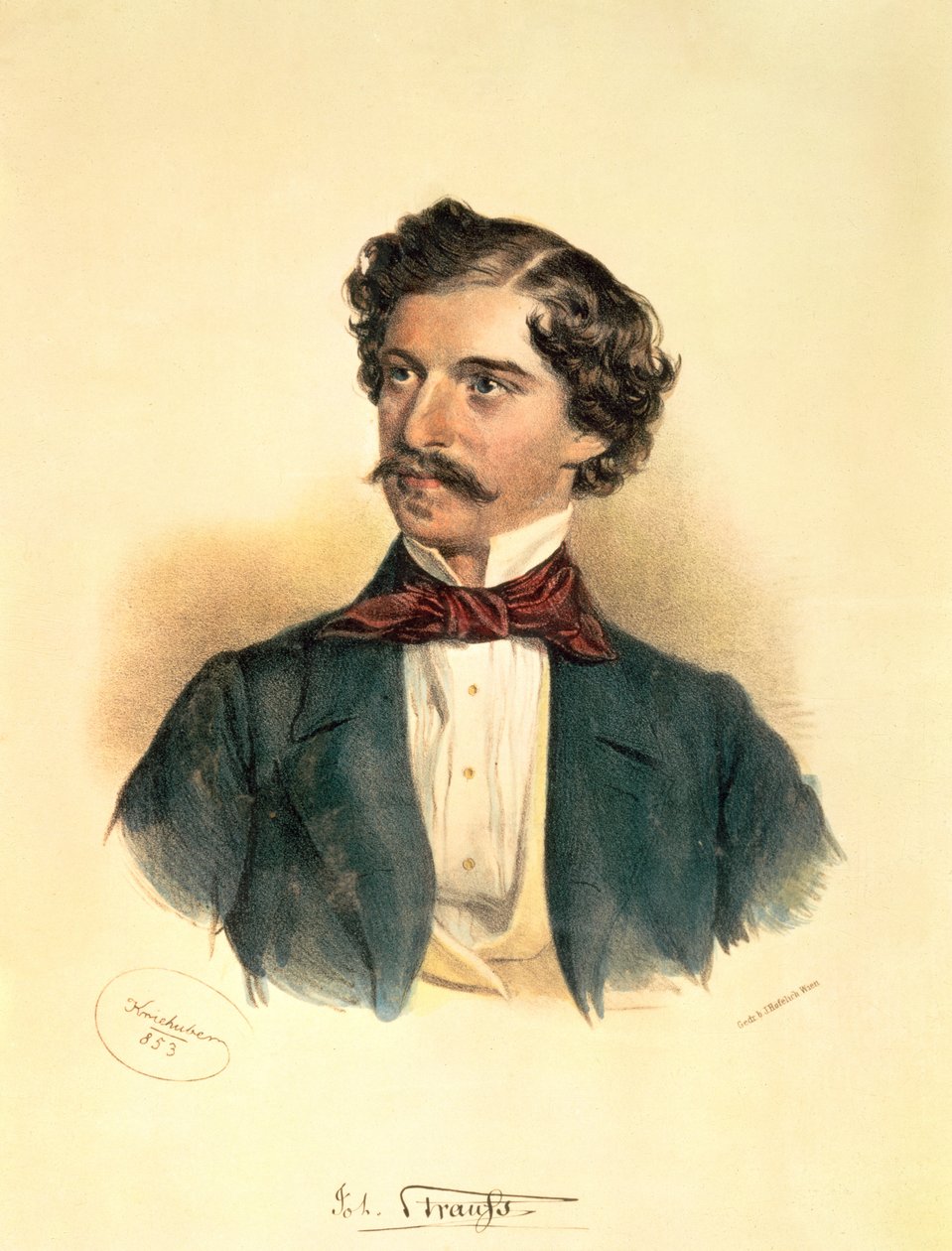Johann Strauss den eldste (1804-49) (tegning med vask) av Josef Nikolaus Kriehuber