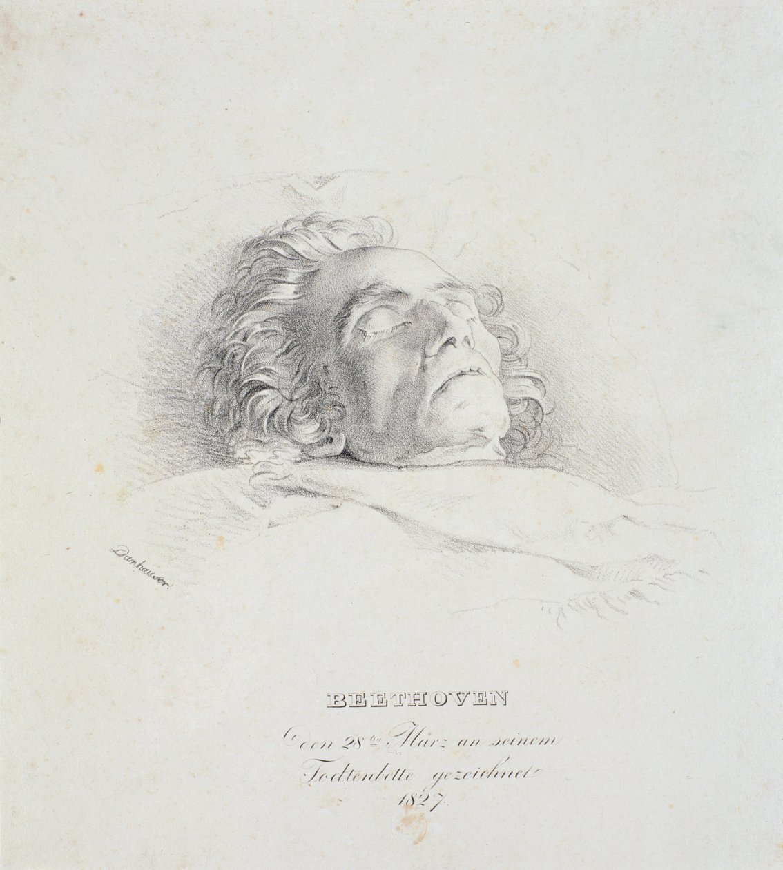 Ludwig van Beethoven (1770-1827) på sitt dødsleie, 28. mars 1827 av Josef Danhauser