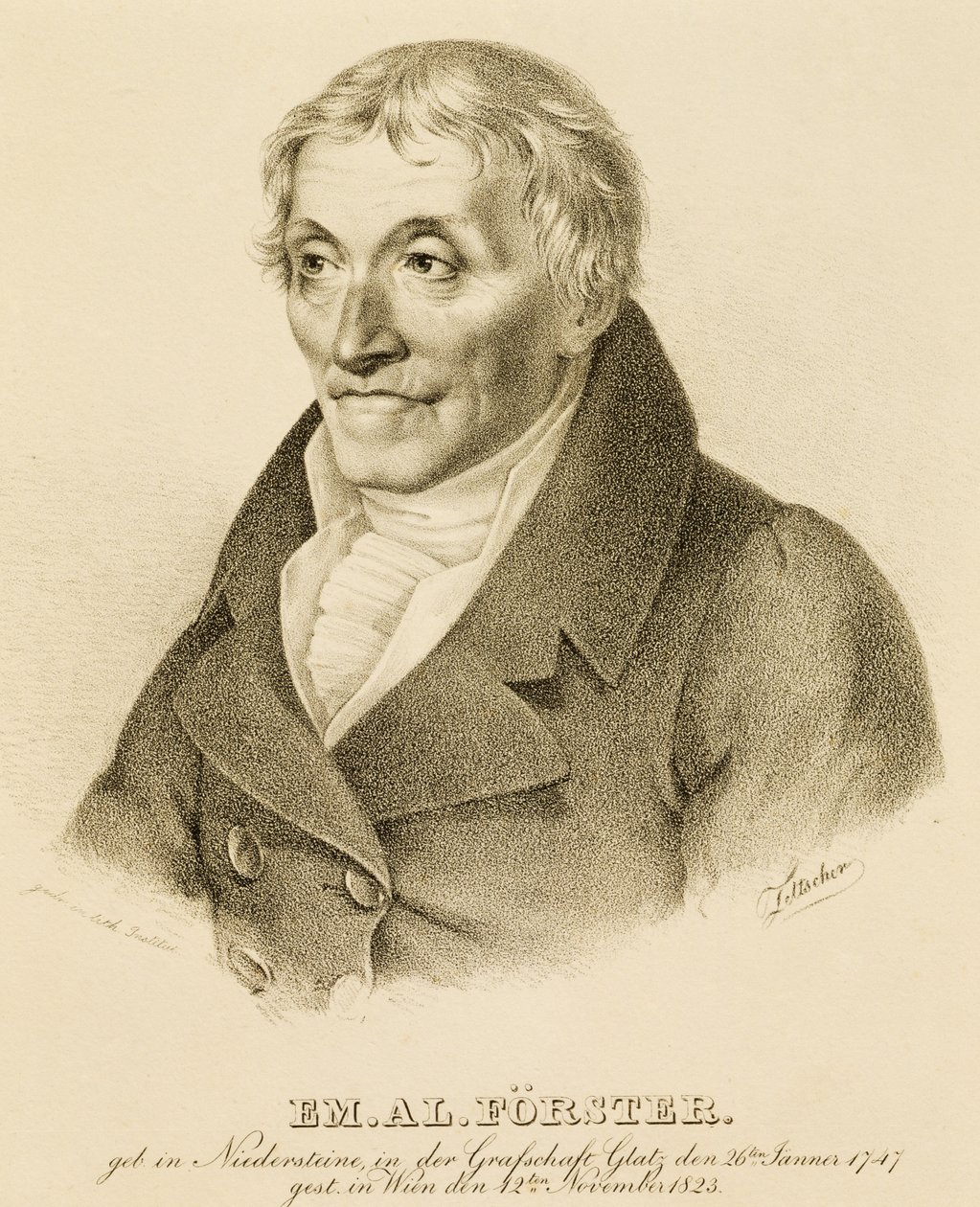 Portrett av Emanuel-Aloys Forster (1748-1823), komponist og lærer i kontrapunkt (litografi) av Josef Eduard Teltscher