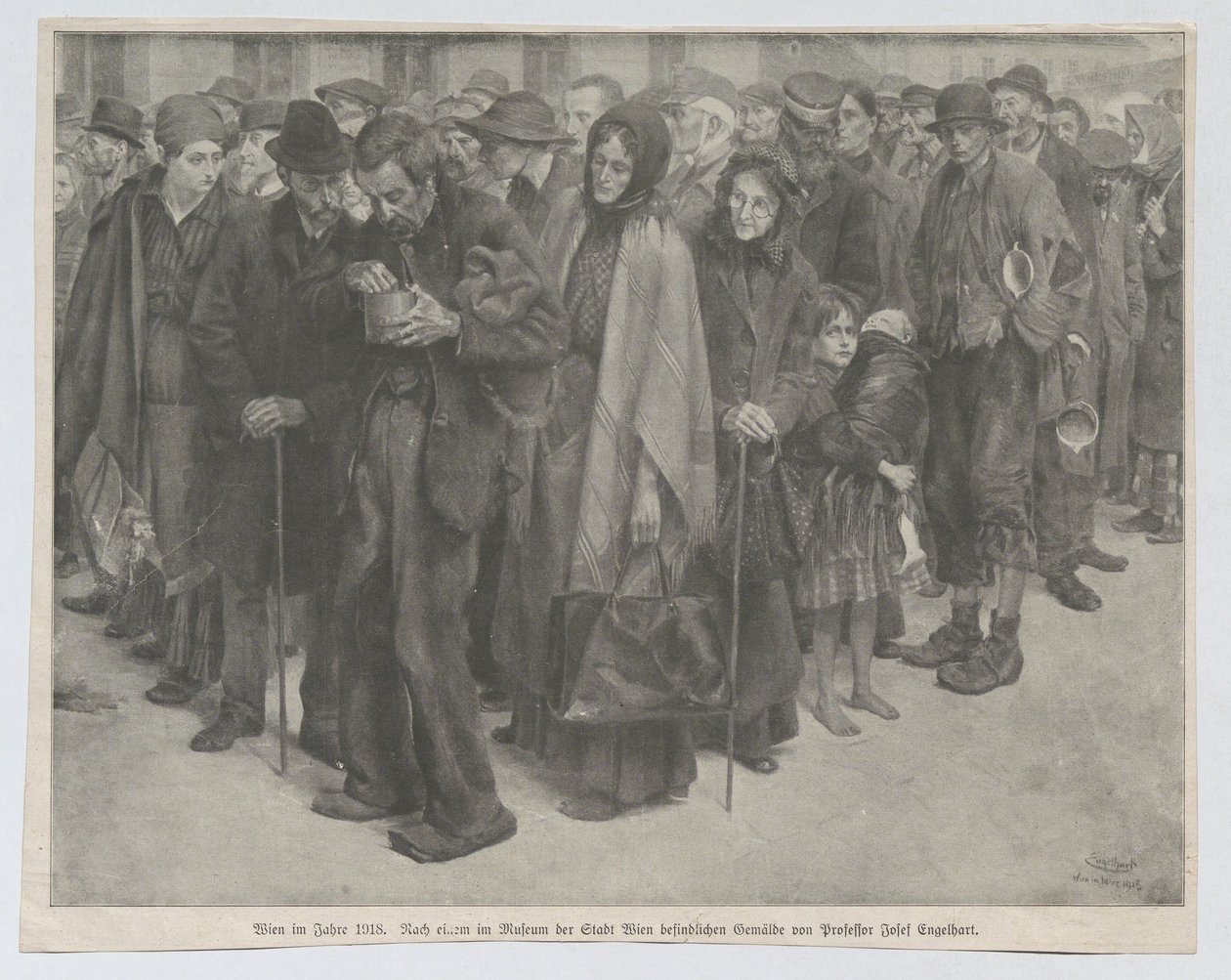 Avisutklipp, trolig fra «Leipziger Illustrirten Zeitung»: «Wien i året 1918» av Josef Engelhart