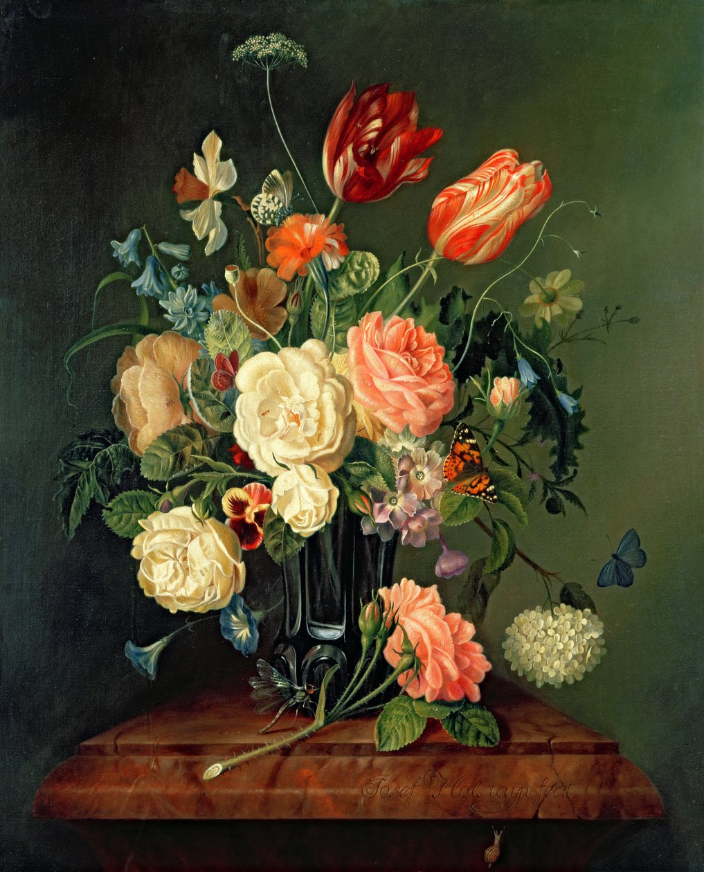 Stilleben med blandede blomster av Josef Holstayn