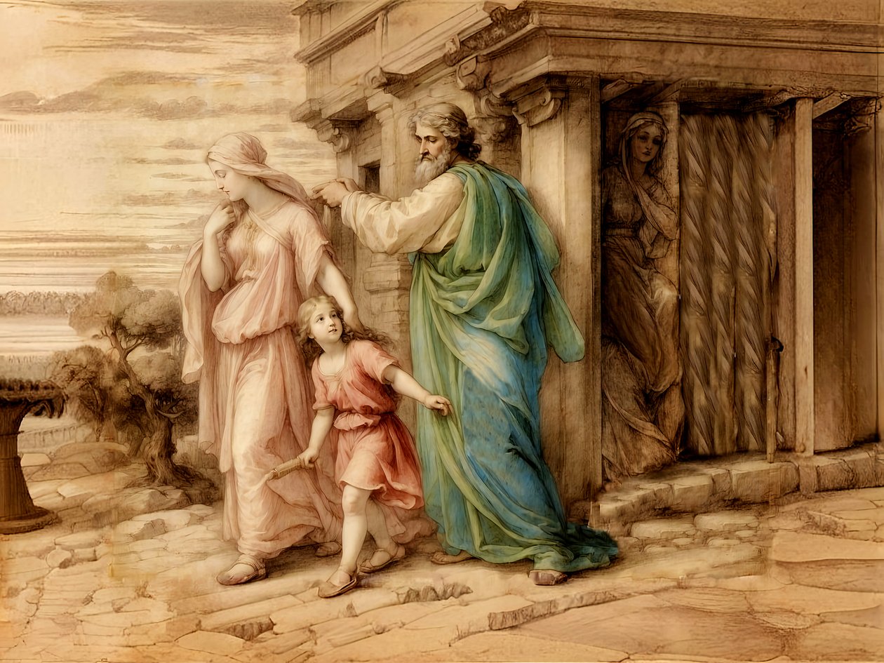 A1_Genesis_27-Hagar og Ismael sendt bort av Josef Johann Michel