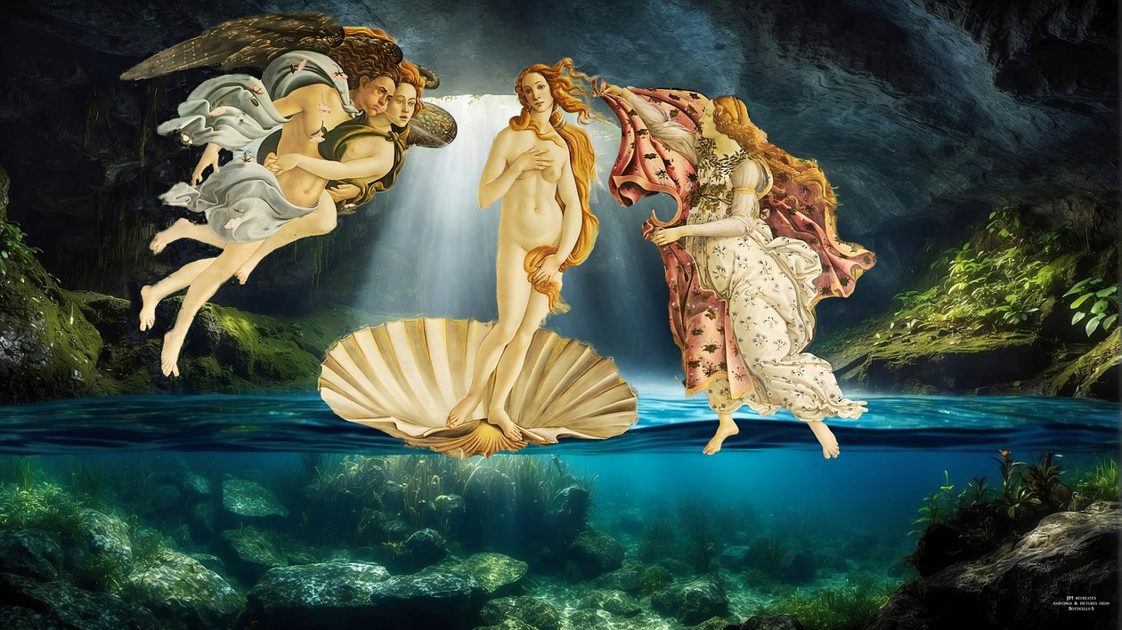 JJM-recreate_Botticelli-S_Fødselen til Venus _under vann av Josef Johann Michel