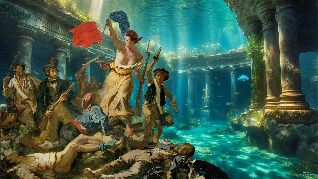 JJM-recreate_Delacroix_Frihet for folket_under vann av Josef Johann Michel