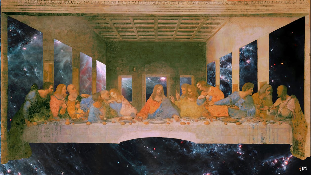 JJM-gjenskap: Leonardo da Vinci_The Last Supper+JWST av Josef Johann Michel