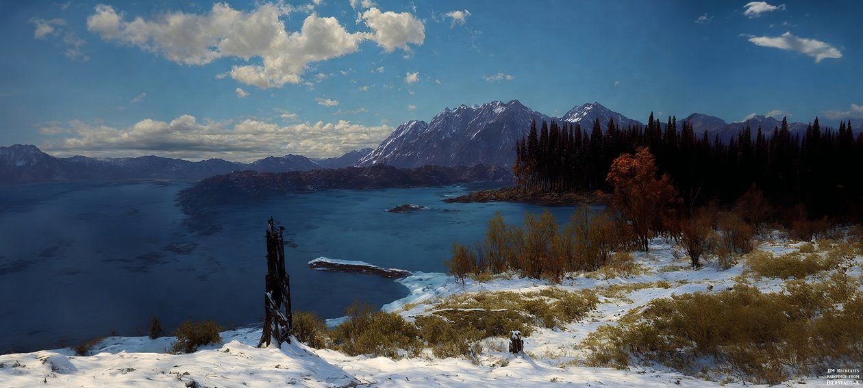 JJM gjenskaper Bierstadt-A: Lake Tahoe av Josef Johann Michel