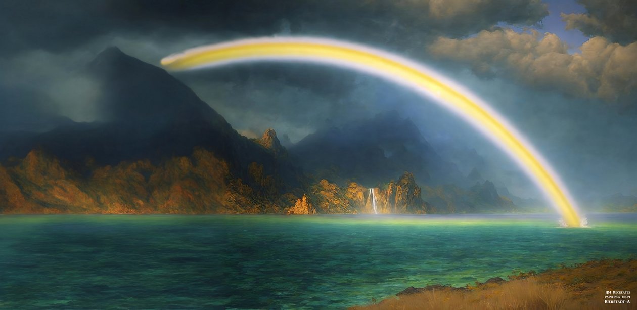 JJM gjenskaper Bierstadt-A: Rainbow over Jenny Lake av Josef Johann Michel