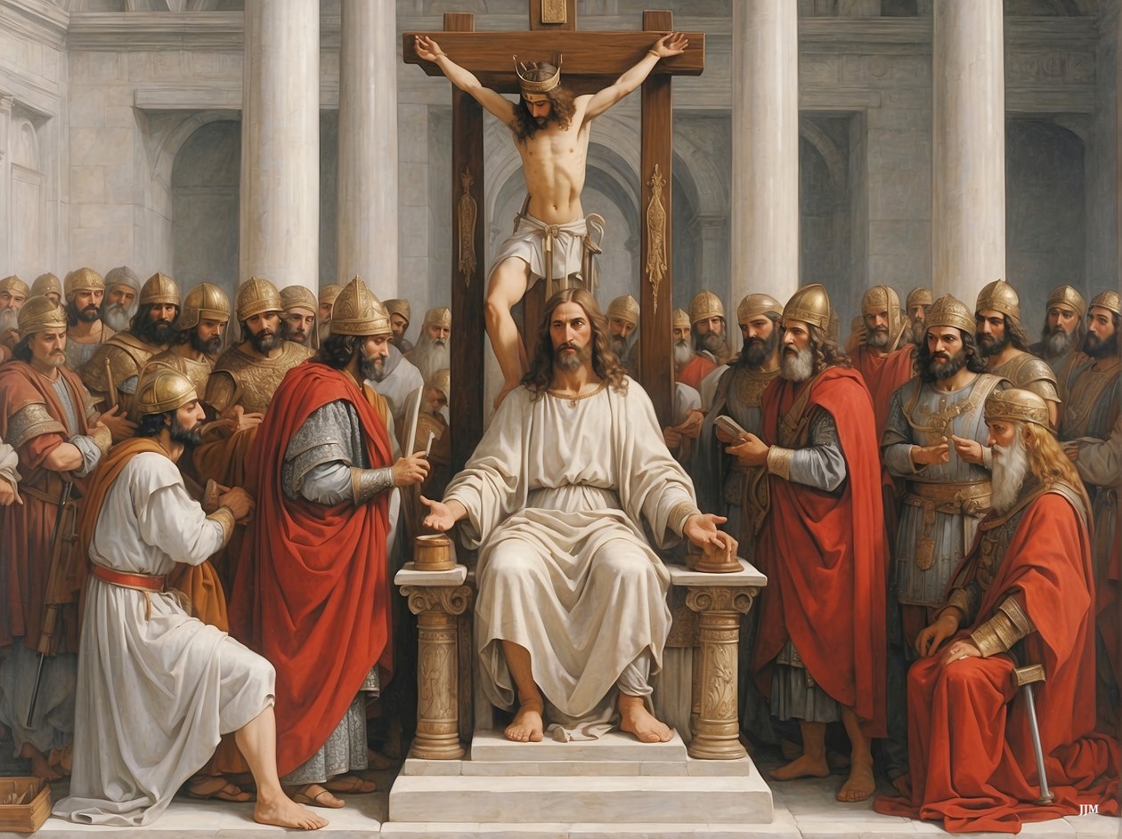 Jesus_anklaget og fordømt av Pilatus_03 av Josef Johann Michel