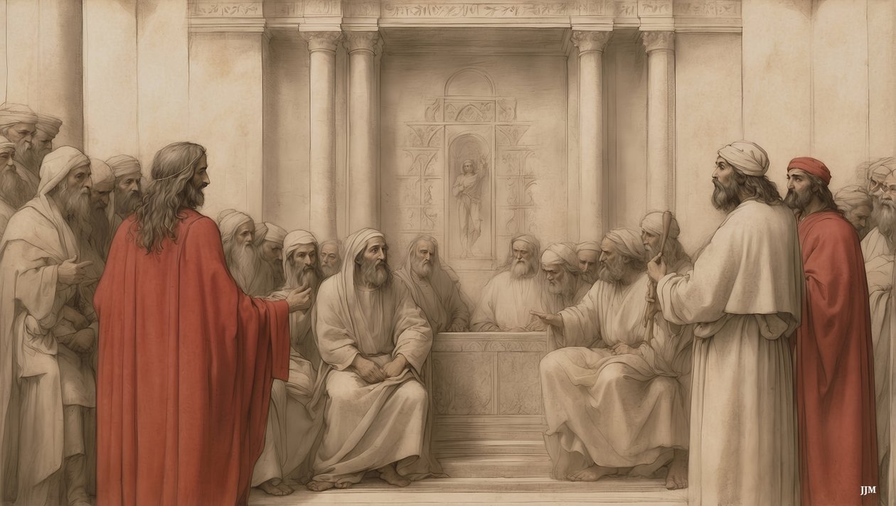 Jesus_anklaget for jødenes høye råd_01 av Josef Johann Michel