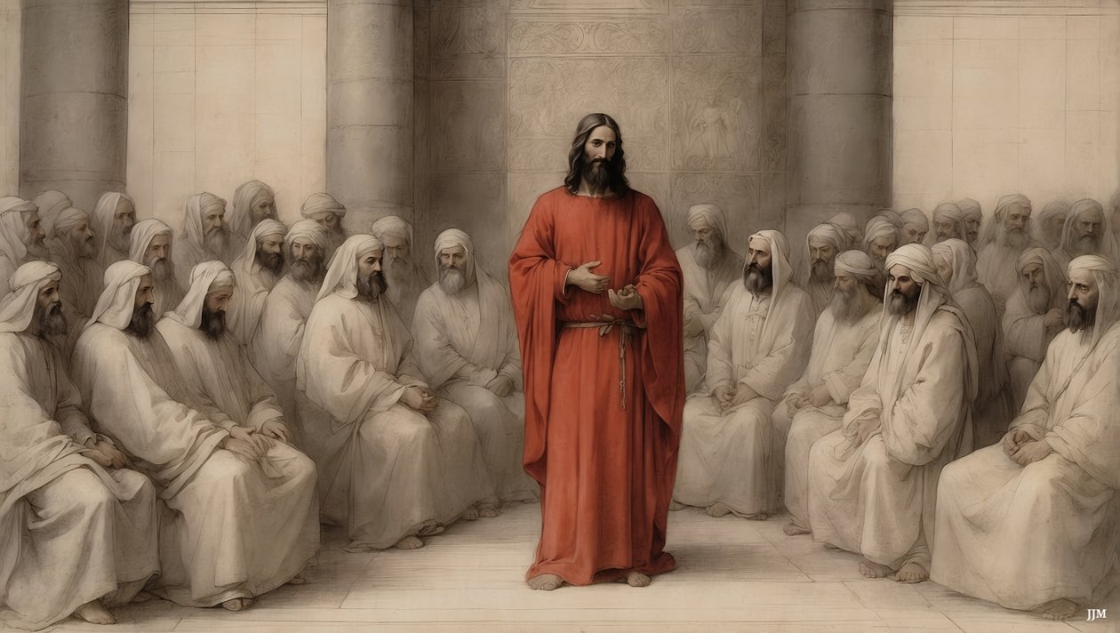 Jesus_anklaget for jødenes høye råd_02 av Josef Johann Michel