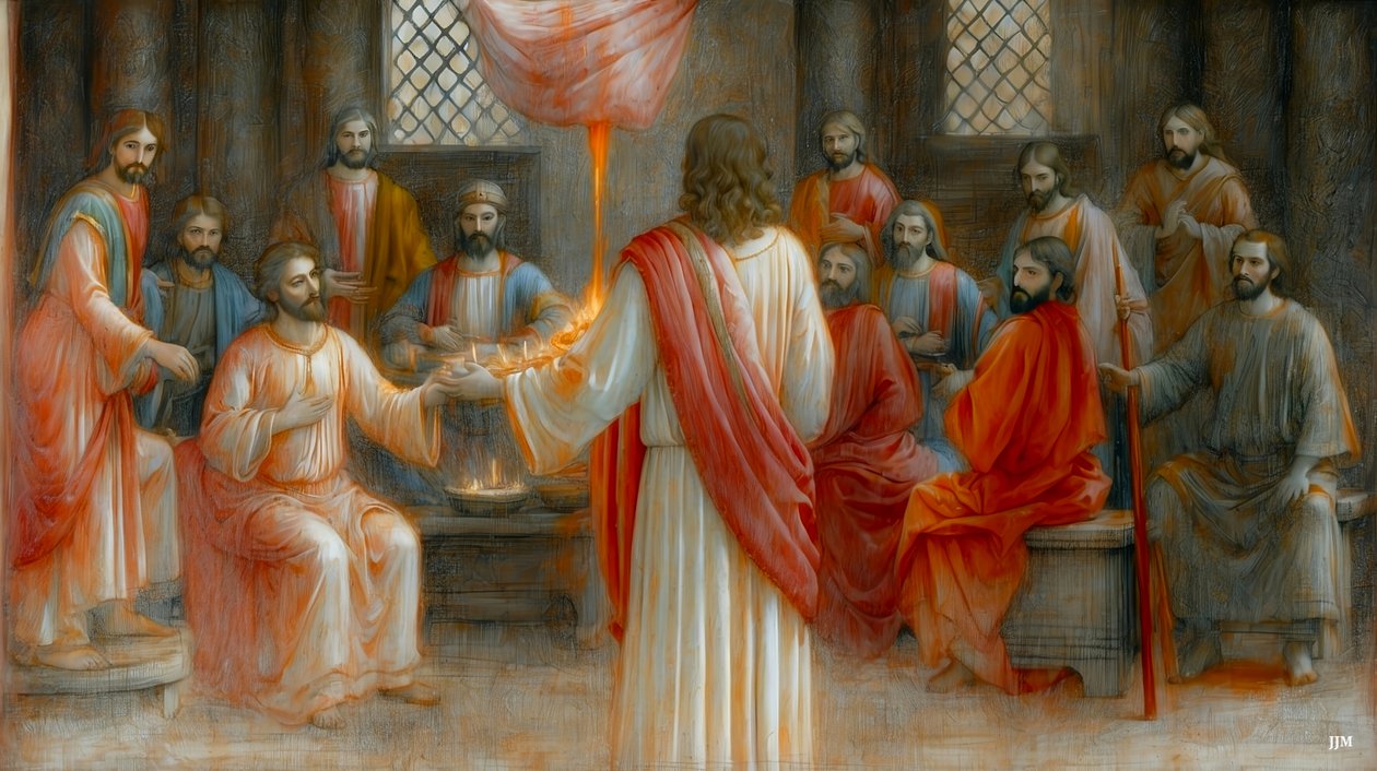 Jesus_viser seg for disiplene_02 av Josef Johann Michel