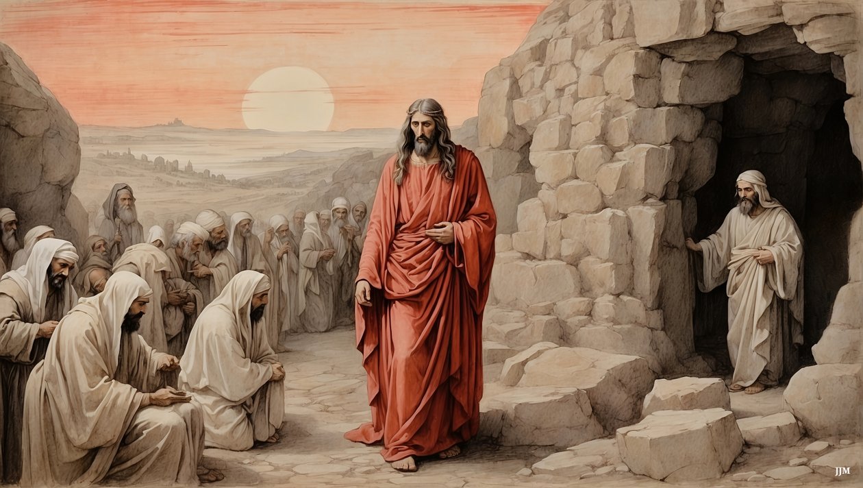 Jesus_reiser Lasarus fra de døde_01 av Josef Johann Michel