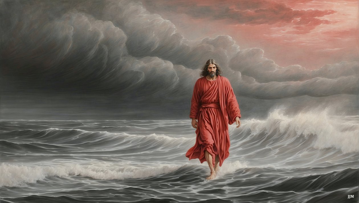 Jesus_går over innsjøen_01_E av Josef Johann Michel