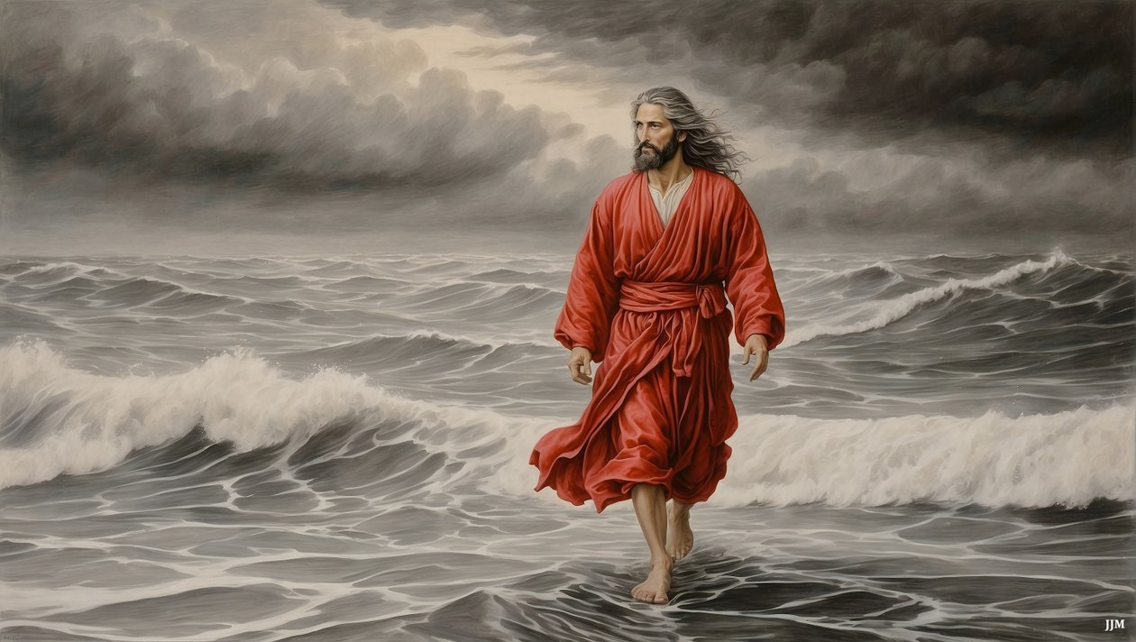 Jesus_går over innsjøen_02_E av Josef Johann Michel