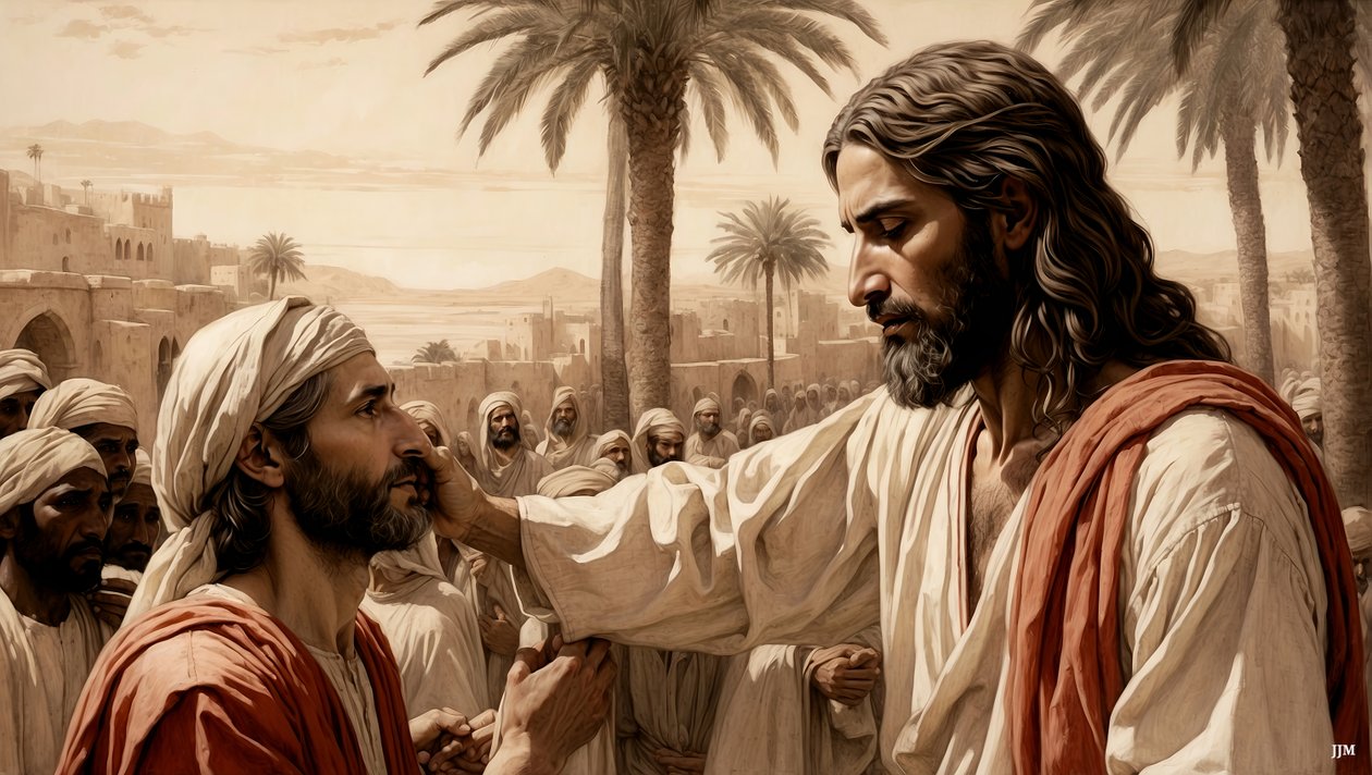Jesus_helbreder den blinde tiggeren_03 av Josef Johann Michel