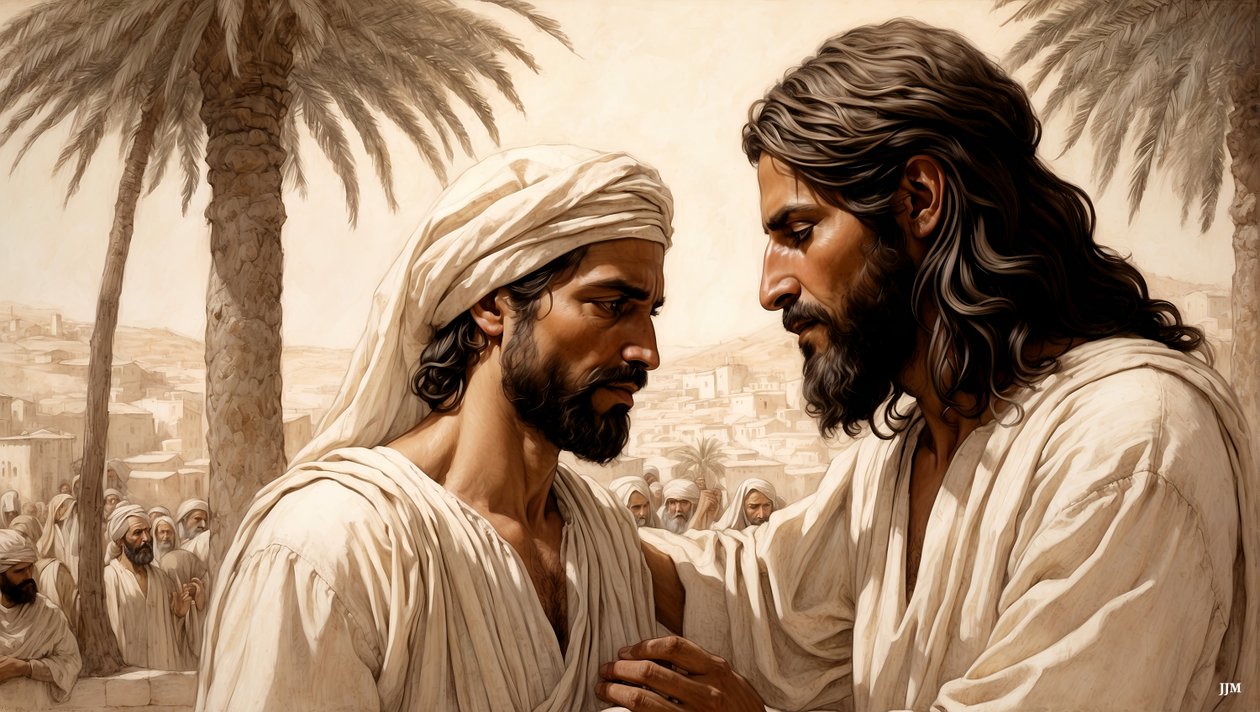 Jesus_helbreder den blinde tiggeren_04 av Josef Johann Michel