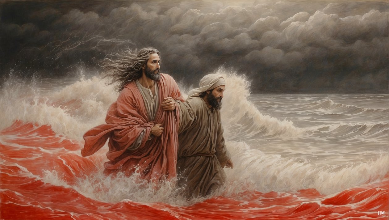 Jesus_of_Nazareth_redder Simon Peter fra å drukne_03 av Josef Johann Michel