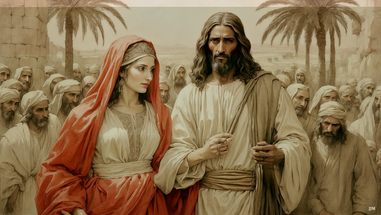 Jesus_redder horkvinnen fra steining_03 av Josef Johann Michel