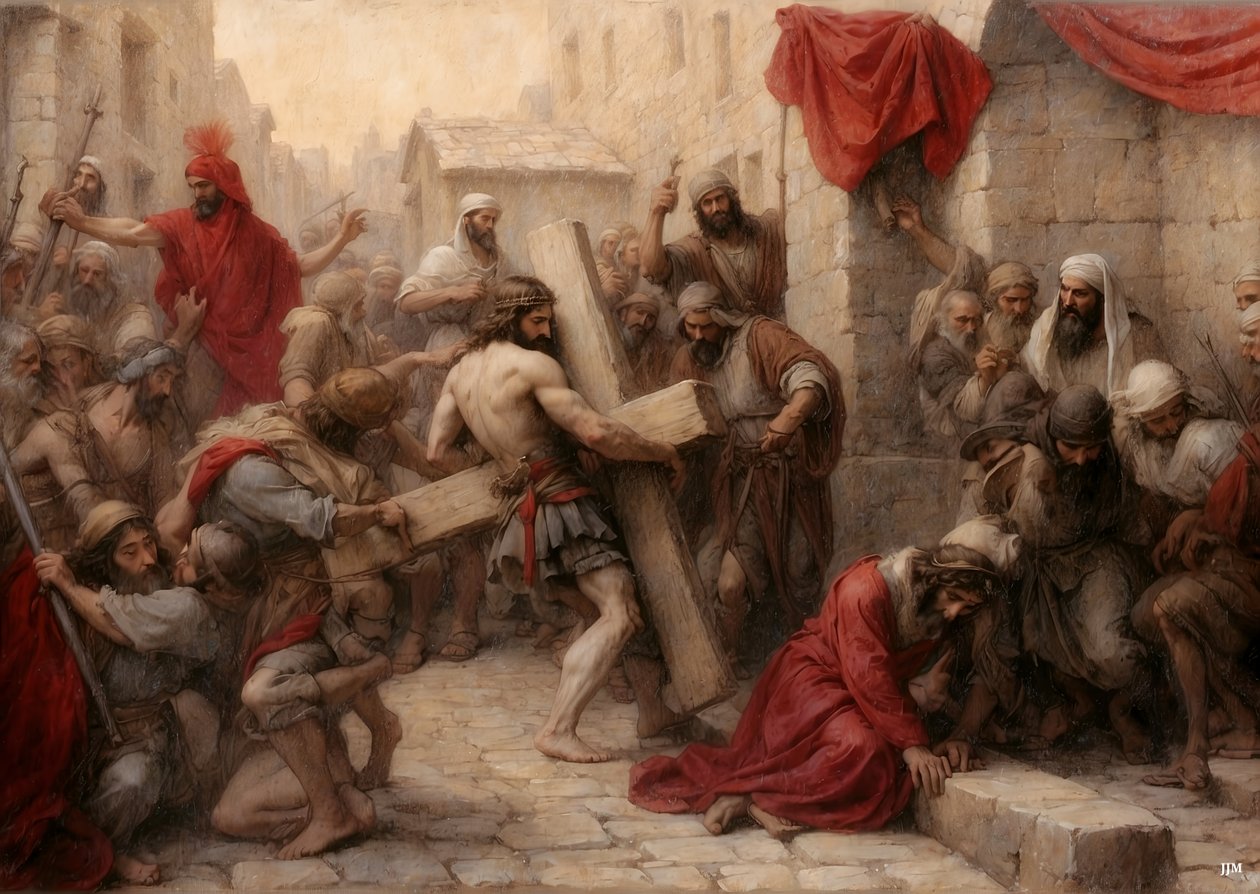 Jesus_bærer korset gjennom Jerusalem _02 av Josef Johann Michel