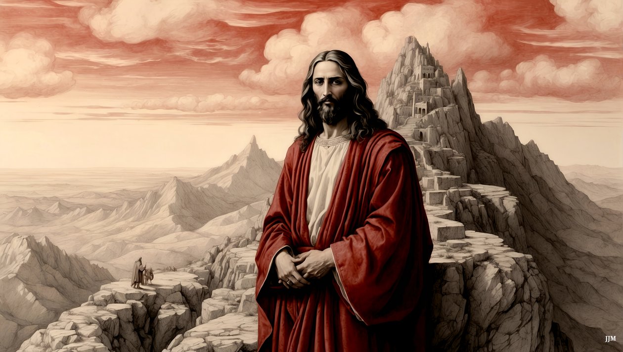 Jesus_ble vist alle verdens riker av djevelen på et fjell - tilbe meg_03 av Josef Johann Michel